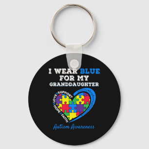 I Wear Blue For My Granddaughter Autism Grandma Gr Key Ring