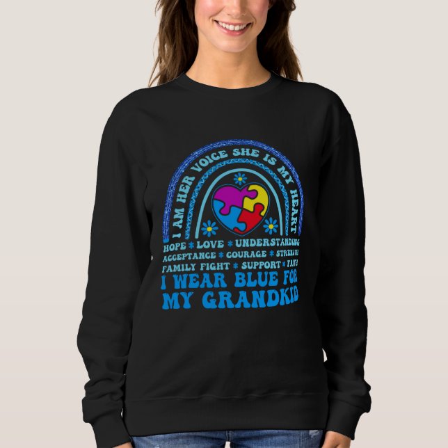 I Wear Blue For My Grandkid Autism Awareness Grand Sweatshirt (Front)