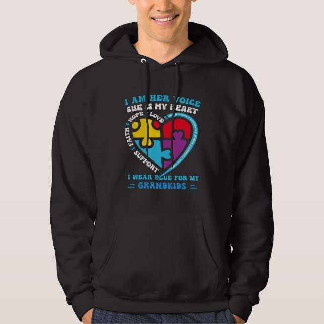 I Wear Blue For My Grandkids Autism Awareness Gran Hoodie (Front)