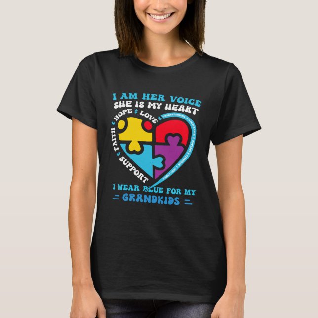I Wear Blue For My Grandkids Autism Awareness Gran T-Shirt (Front)