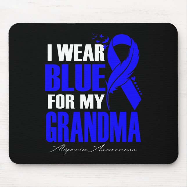 I Wear Blue For My Grandma Alopecia Feather  Mouse Pad (Front)