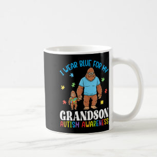 I Wear Blue For My Grandson Autism Awareness Bigfo Coffee Mug