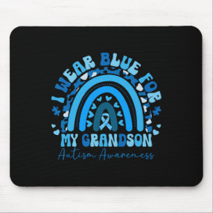 I Wear Blue For My Grandson Autism Awareness Famil Mouse Pad