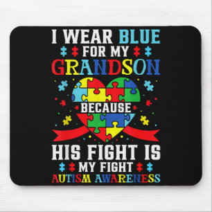 I Wear Blue For My Grandson Autism Awareness Grand Mouse Pad
