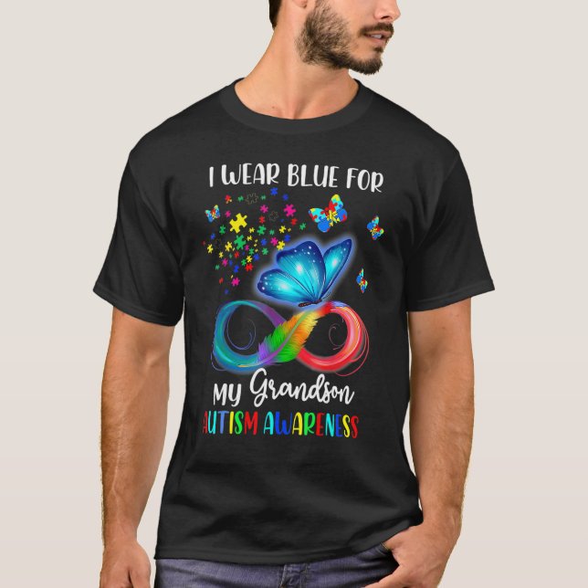 I Wear Blue For My Grandson Autism Awareness Grand T-Shirt (Front)
