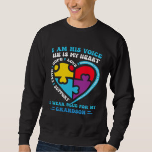I Wear Blue For My grandson Autism Awareness groov Sweatshirt