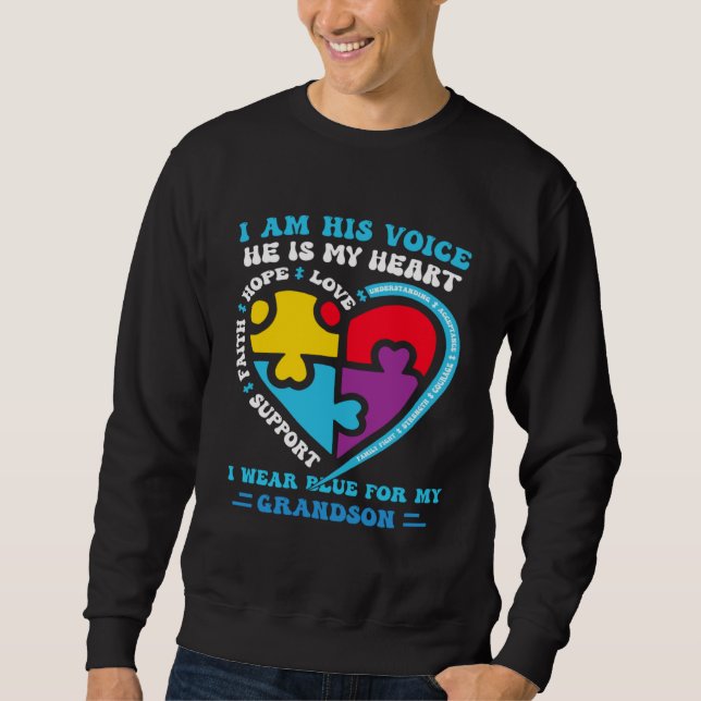 I Wear Blue For My grandson Autism Awareness groov Sweatshirt (Front)
