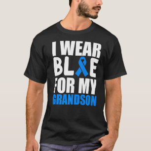 I Wear Blue For My Grandson Autism Awareness Ribbo T-Shirt
