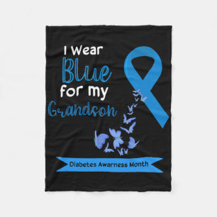 I Wear Blue For My Grandson Diabetes Awareness Mon Fleece Blanket