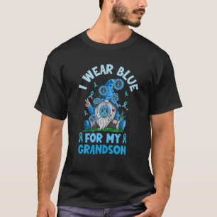 I Wear Blue For My Grandson Gnomes Diabetes T1D Di T-Shirt