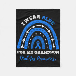 I Wear Blue For My Grandson T1d Type 1 Diabetes Aw Fleece Blanket