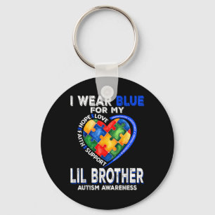 I Wear Blue For My Lil Brother Autism Awareness Mo Key Ring