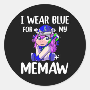 I Wear Blue for My Memaw Diabetes Awareness Suppor Classic Round Sticker