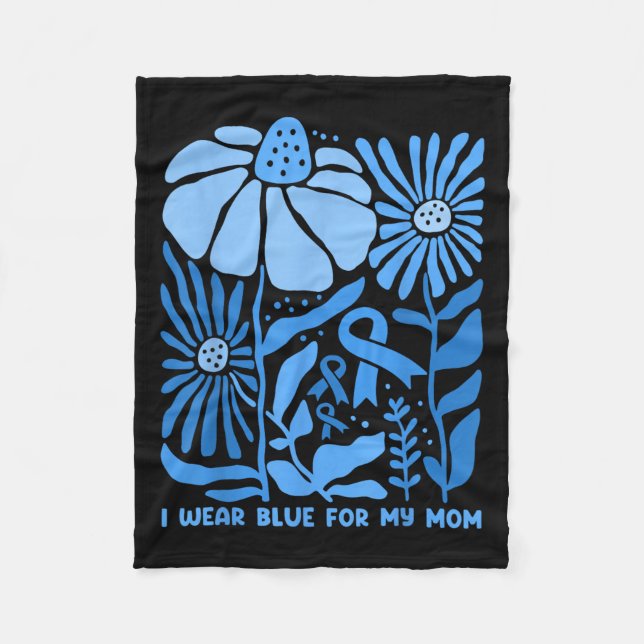 I Wear Blue For My Mum Diabetes Awareness Boho Flo Fleece Blanket (Front)