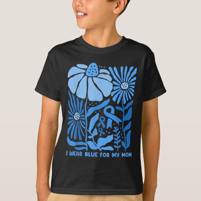 I Wear Blue For My Mum Diabetes Awareness Boho Flo T-Shirt (Front)