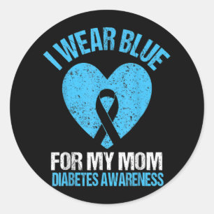 I Wear Blue For My Mum Diabetes Awareness Kids Tod Classic Round Sticker