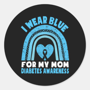 I Wear Blue For My Mum Diabetes Awareness Mum Boys Classic Round Sticker