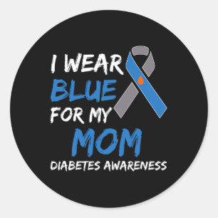 I Wear Blue For My Mum Diabetes Awareness Ribbon 2 Classic Round Sticker