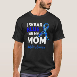 I wear Blue for my Mum Ribbon Heart shape Diabetes T-Shirt