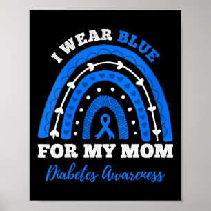 I Wear Blue For My Mum T1d Type 1 Diabetes Awarene Poster