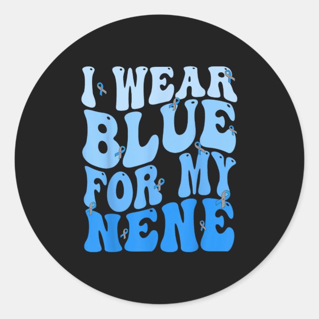 I Wear Blue For My Nene Blue Ribbon Diabetes Aware Classic Round Sticker (Front)