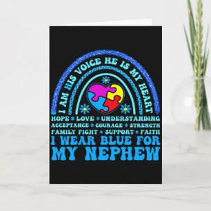 I Wear Blue For My Nephew Autism Awareness For Men Card