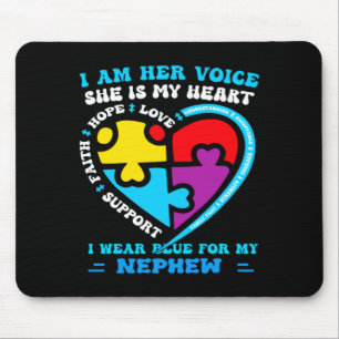 I Wear Blue For My Nephew Autism Awareness Groovy Mouse Pad