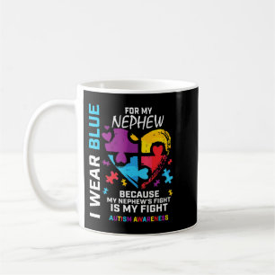 I wear blue for my nephew autism awareness product coffee mug
