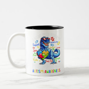I Wear Blue For My Nephew Autism Awareness Two-Tone Coffee Mug