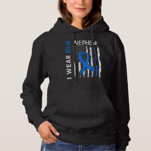 I Wear Blue For My Nephew Diabetes Awareness Flag Hoodie
