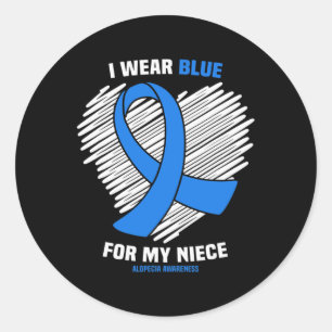 I Wear Blue For My Niece Alopecia Awareness  Classic Round Sticker