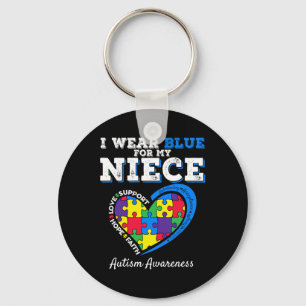 I Wear Blue For My Niece Aunt Uncle Autism Awarene Key Ring