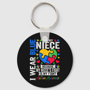 I Wear Blue For My Niece Autism Awareness Day Aunt Key Ring