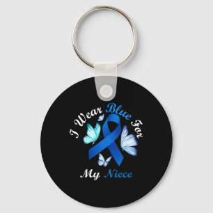 I Wear Blue For My Niece Butterfly Diabetes Awaren Key Ring