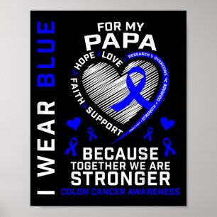 I Wear Blue For My Papa Colon Cancer Awareness Gra Poster