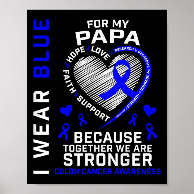 I Wear Blue For My Papa Colon Cancer Awareness Gra Poster (Front)