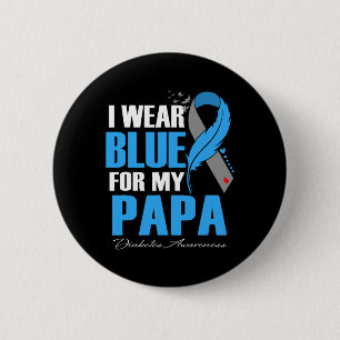 I Wear Blue For My Papa Diabetes Awareness Feather 6 Cm Round Badge