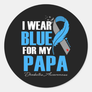 I Wear Blue For My Papa Diabetes Awareness Feather Classic Round Sticker