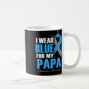I Wear Blue For My Papa Diabetes Awareness Feather Coffee Mug