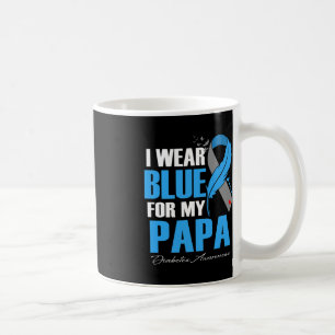 I Wear Blue For My Papa Diabetes Awareness Feather Coffee Mug