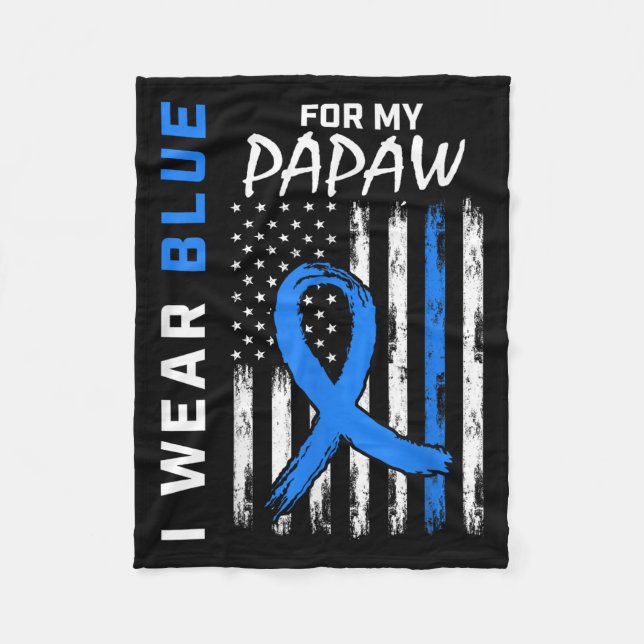 I Wear Blue For My Papaw Diabetes Awareness Shirt  Fleece Blanket (Front)