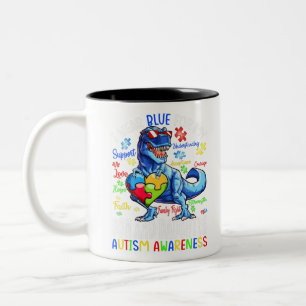 I Wear Blue For My Son And Daughter Autism Two-Tone Coffee Mug