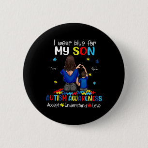 I Wear Blue For My Son Autism Awareness 1  6 Cm Round Badge