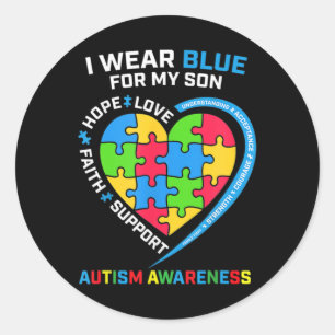 I Wear Blue For My Son Autism Awareness 2  Classic Round Sticker