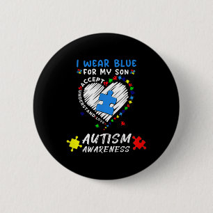 I Wear Blue For My Son Autism Awareness Cute Blue  6 Cm Round Badge