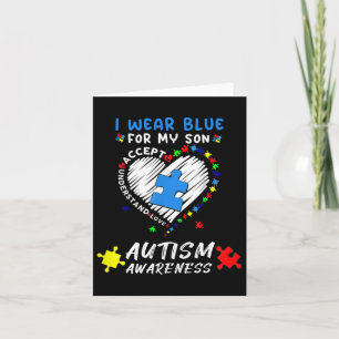 I Wear Blue For My Son Autism Awareness Cute Blue Card