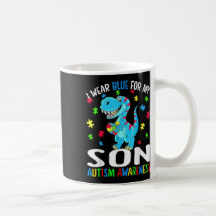 I Wear Blue For My Son Autism Awareness Dinosaur  Coffee Mug