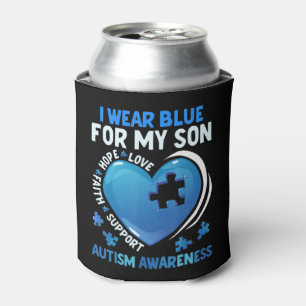 I Wear Blue For My Son Autism Awareness Gifts For Can Cooler