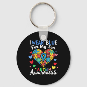 I Wear Blue For My Son Autism Awareness Men Women Key Ring