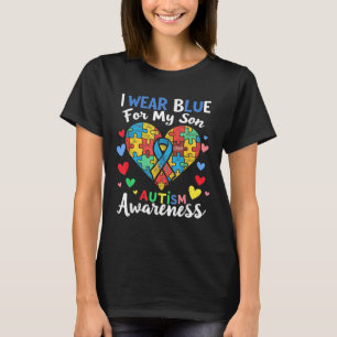 I Wear Blue For My Son Autism Awareness Men Women  T-Shirt